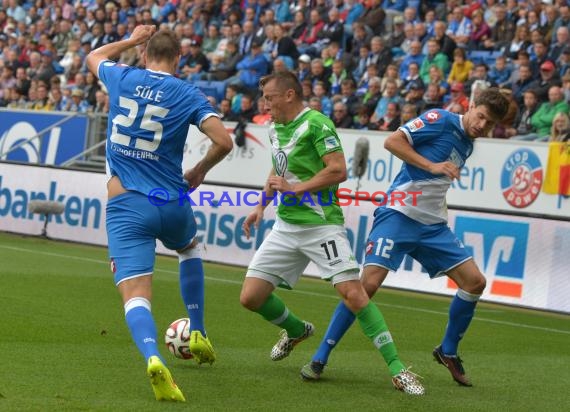 1. Fußball Bundesliga TSG 1899 Hoffenheim - VfL Wolfsburg in der Wirsol Rhein Neckar Arena Sinsheim 13.09.2014 (© Fotostand / Loerz)