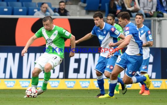 1. Fußball Bundesliga TSG 1899 Hoffenheim - VfL Wolfsburg in der Wirsol Rhein Neckar Arena Sinsheim 13.09.2014 (© Fotostand / Loerz)