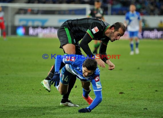 1. Fußball Bundesliga TSG 1899 Hoffenheim -SV Werder Bremen in der Wirsol Rhein Neckar Arena Sinsheim 04.02.2015  (© Fotostand / Loerz)