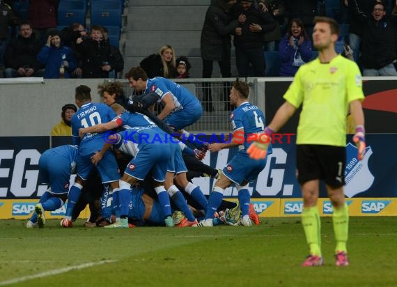 1. Fußball Bundesliga TSG 1899 Hoffenheim -VfB Stuttgart in der Wirsol Rhein Neckar Arena Sinsheim 14.02.2015  (© Fotostand / Loerz)