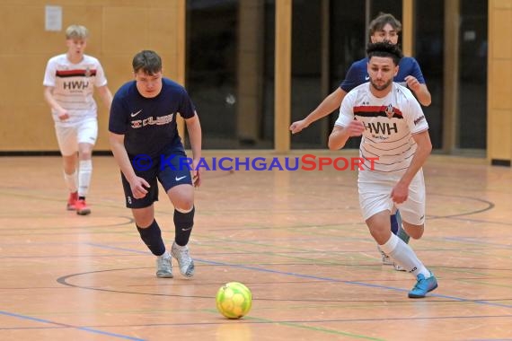 Futsal-Kreismeisterschaften Sinsheim A-Junioren in der Kraichgauhalle in Gemmingen - VFB Eppingen vs JSG Helmstadt/Neckarbischofsheim/Reichartshausen (© Siegfried Lörz)