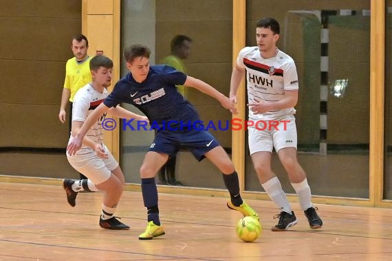 Futsal-Kreismeisterschaften Sinsheim A-Junioren in der Kraichgauhalle in Gemmingen - VFB Eppingen vs JSG Helmstadt/Neckarbischofsheim/Reichartshausen (© Siegfried Lörz)