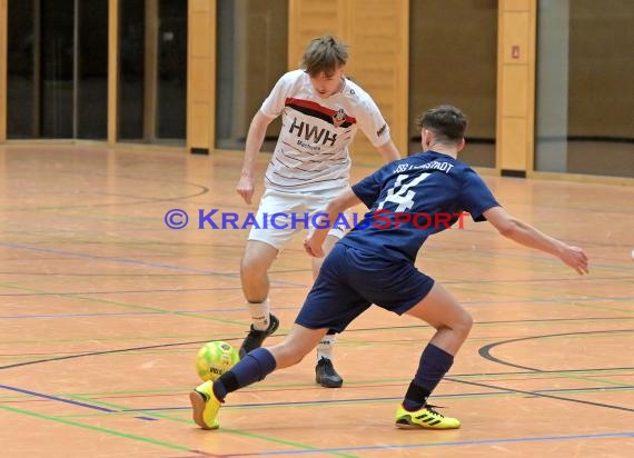 Futsal-Kreismeisterschaften Sinsheim A-Junioren in der Kraichgauhalle in Gemmingen - VFB Eppingen vs JSG Helmstadt/Neckarbischofsheim/Reichartshausen (© Siegfried Lörz)