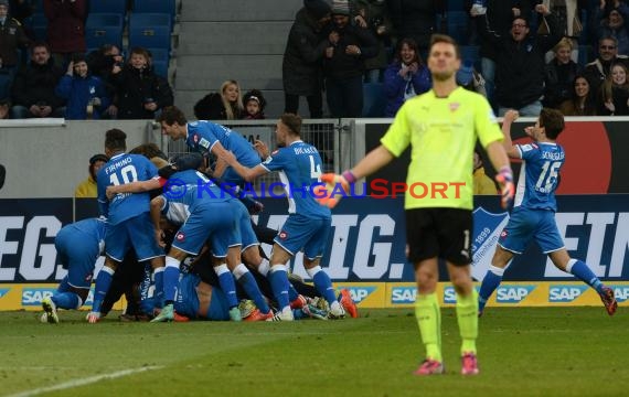 1. Fußball Bundesliga TSG 1899 Hoffenheim -VfB Stuttgart in der Wirsol Rhein Neckar Arena Sinsheim 14.02.2015  (© Fotostand / Loerz)